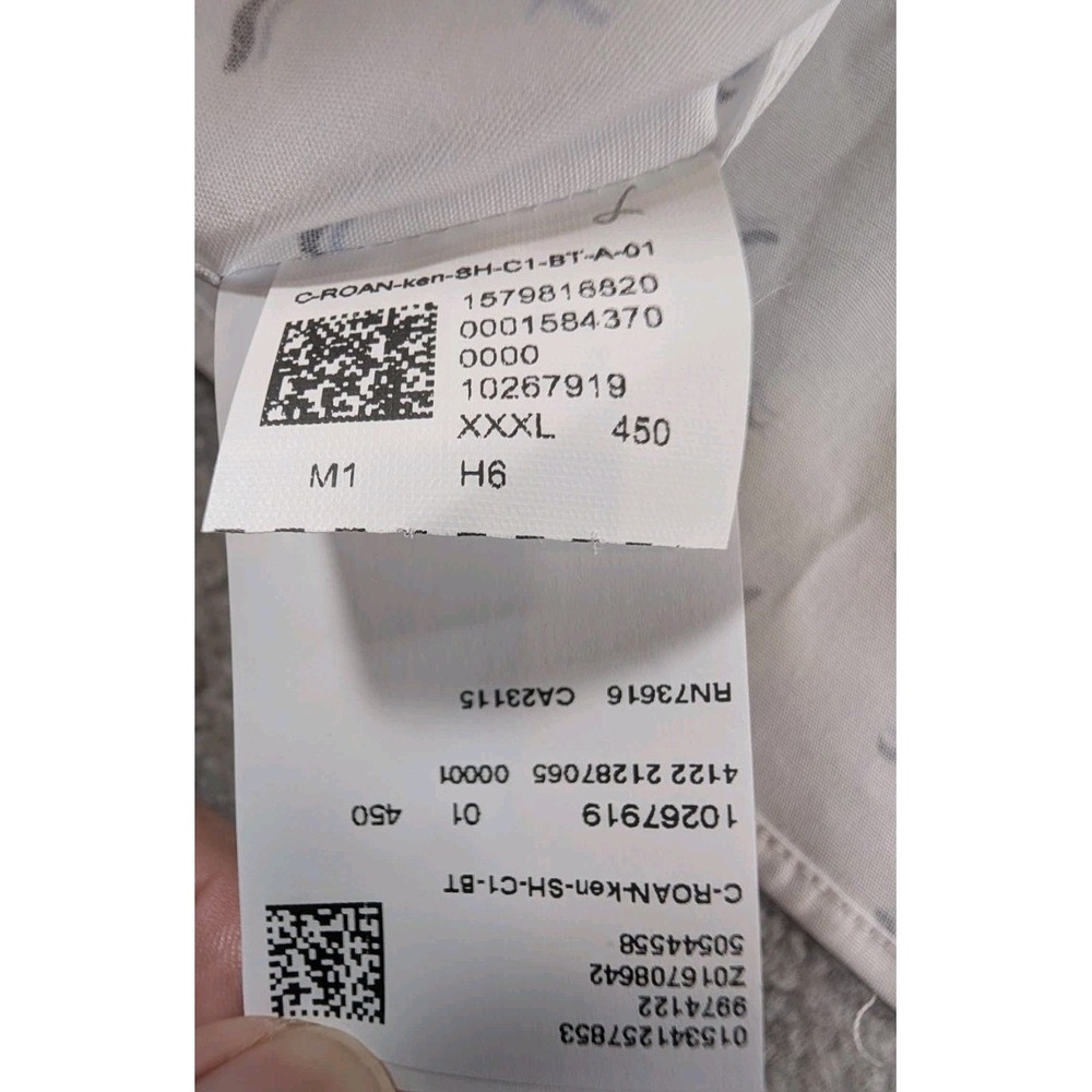 Hugo Boss Mens Short Sleeve Button Down Shirt White Geometric Micro Print 3XL - Picture 13 of 16